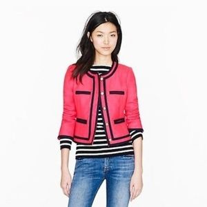 JCREW Double Serge Lady 100% Wool Short Coat in Pink with Navy Piping